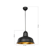 Suspension lamp Kumbet MDL3053 black metal inner gold