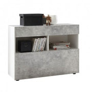 Sideboard 1 drawers 1 flap white - cement 111x42xh 82 cm