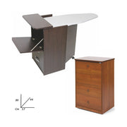 Ironing board cabinet Walnut Antique melamine wood 3 drawers cm 44x57xH.89