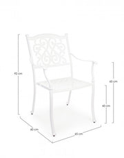 Ivrea white outdoor chair with armrest