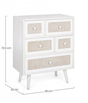 Chest of drawers 5 drawers MONTIEL rustic style antique white 72.5h cm