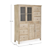 Mayra 4-door 6-drawer cabinet in natural wood