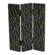 Black Decorative 3-Panel Printed Room Divider 120.6x2.5xH180.6x2.5