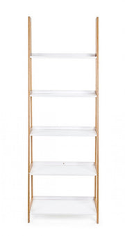 Bookcase in bamboo wood shelves in matt white lacquered mdf cm 62,5x 40xh. 180