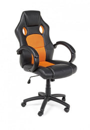 Office armchair with black-orange Racing bracelets in imitation leather
