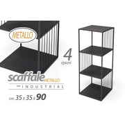 Scaffale in metallo nero design arredo casa cm 35 x 35 x 90 h