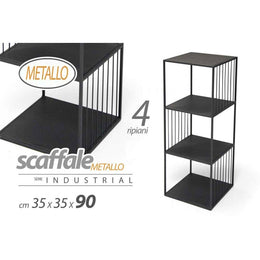 Scaffale in metallo nero design arredo casa cm 35 x 35 x 90 h