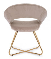 2x Vanity armchair in dove gray velvet and gold legs