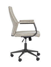 Low back office armchair in light gray eco-leather Jamie