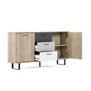 Sideboard 2 doors 3 drawers colored gray oak 160x35xh.86 cm