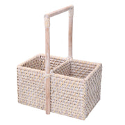 Rectangular white algarve rattan bottle holder 2 places cm24,5x14,5h13/31
