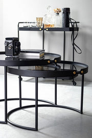 Set of 2 Zeina black modern coffee tables