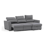 Tito 3-seater peninsula sofa with container in ash grey