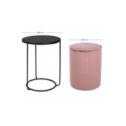 Annika modern coffee table-pouf combined set in antique pink