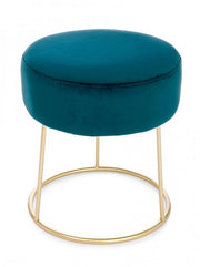 CLARISSA blue velvet pouf diameter 35x h40 cm