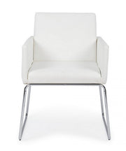 Chair with armrests in imitation leather White SIXTY 60x54x h80.5 cm