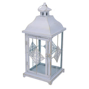 Metal lantern 1-2 matt white gold square cm22x22h51