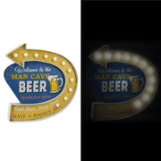 Blue yellow metal sign w-led cm46,5x45,8x5