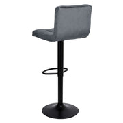 Adjustable Grey Mosva Stool with Matte Black Legs and Velvet Seat