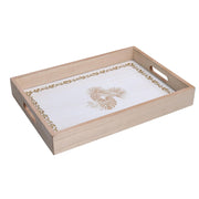 Rectangular white wooden tray cm35x25h4,5