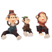 Monkey resin statue set 3 pieces brown cm14x7h10