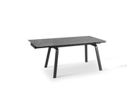 Extendable table with black marble effect stone top 140/200x80x76h cm