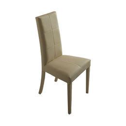 Wooden chair covered in cappuccino eco-leather, structure in the same color 47x47xh.101 cm
