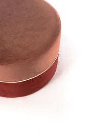 Antique pink and burgundy wood velvet pouf 62 x 62 x h 39 cm