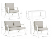 4-piece outdoor set Harley lounge with white cushions