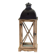 Squared anthracite rustic metal wood lantern 1-3 cm31,5x31,5h81