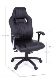 Office armchair with black leatherette Spider armrests