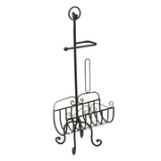 Black metal rod holder with magazine rack cm32x27,5h82