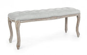 Classic gray velvet wood bench Mathilde 110 x 36 x 47 cm