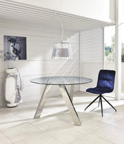 Fixed table in transparent tempered glass 120x75h cm