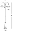 Aluminum Pendant Lamp with Transparent Diffusers - 3 Lamps - Max Height 150mm Rust