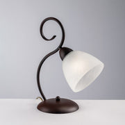 Rust Black iron table lamp Alabaster White glass lampshade one light 26x h32 cm