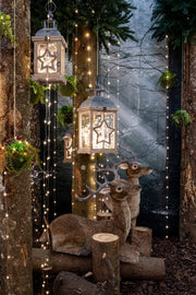 Set of 2 Natural Wood Lanterns